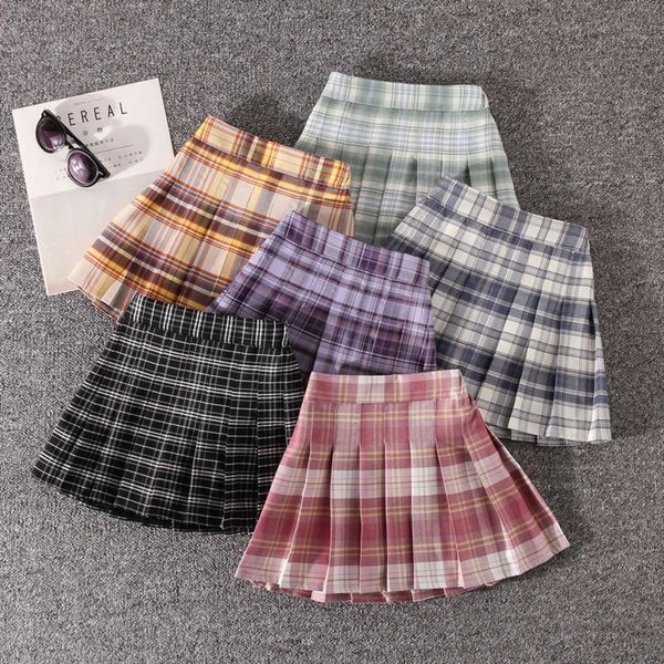 

girl's pleated jk uniform suit college sle spring black autumn children's plaid skirt, Blue