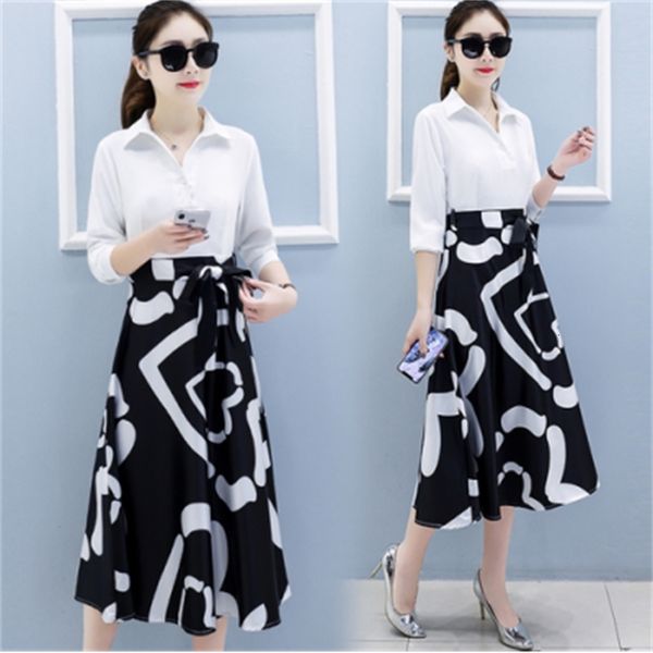 

chic two pieces and korean sets of women's skirts match skirt femme dtud, White