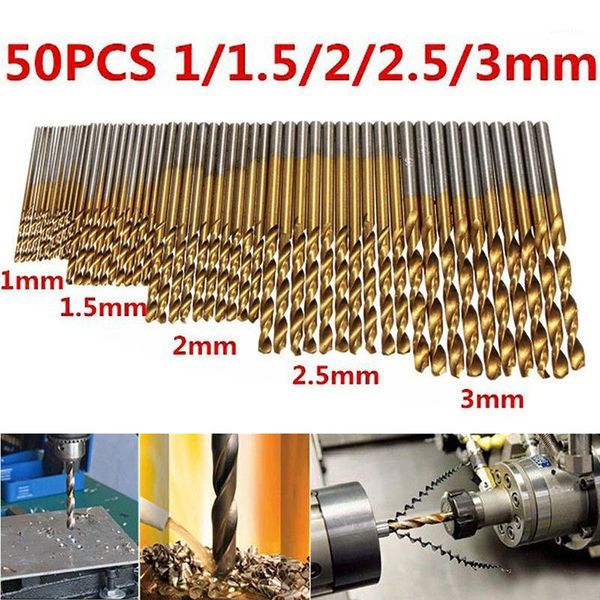 

50pcs 1/1.5/2/2.5/3mm high speed steel twist drill hole for woodworking plastic and aluminum hss drill bit set tool set