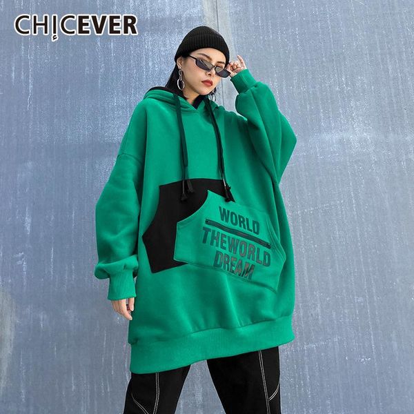 

women's suits & blazers chicever casual loose sweatshirt for women drawstring hooded long sleeve letter hit color sweatshirts female fa, White;black