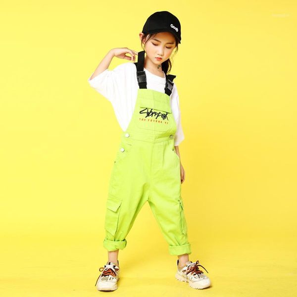 

kids hip hop costumes casual t shirt loose bib pants girls boys jazz dance outfits ballroom dancing clothes stage wear1, Black;red
