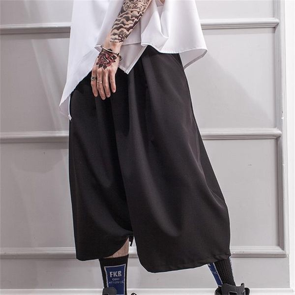 

men's pants summer slacks culottes low crotch wide leg hip hop black yamamoto style
