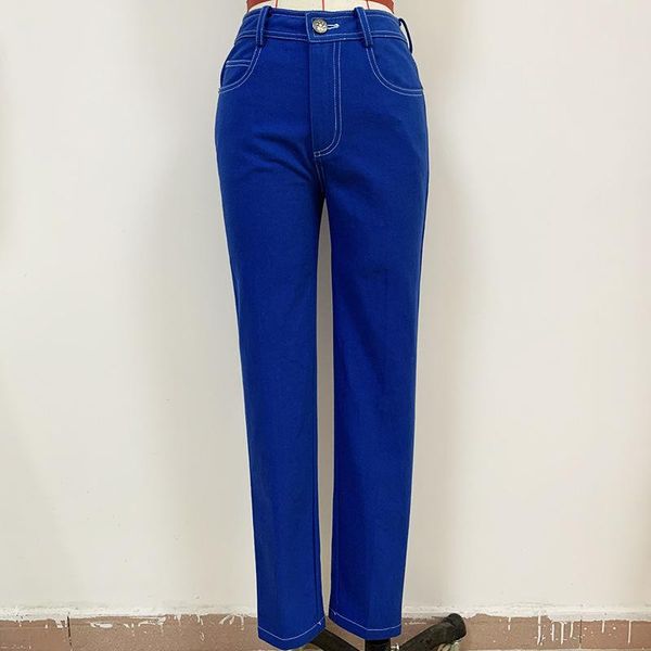 

2021 spring women denim pencil pants chic slim jeans for women c261, Blue