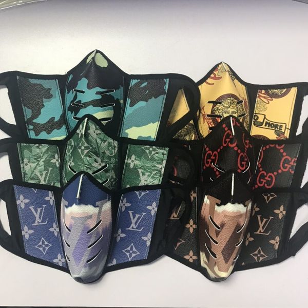 

men with box colorful leather pu women dustproof masks fashion washable mouth cover outdoor sports protective face mask