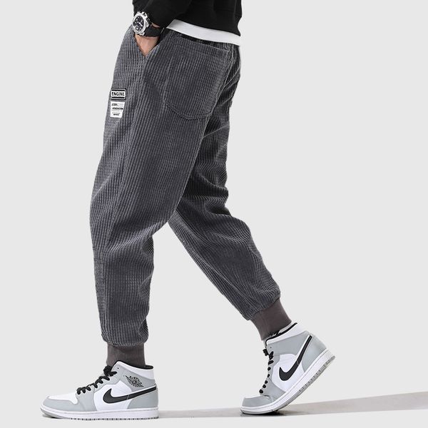 

2021 new autumn newly fashion men jeans streetwear casual corduroy harem pants homme designer wide leg sweatpants hip hop jogger trousers q6, Blue