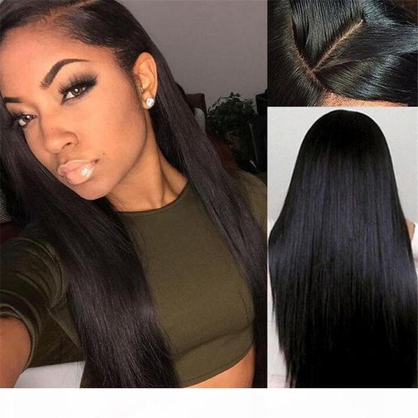 

brazilian full lace human hair wigs for black women silky straight front lace wig with baby hair glueless full lace wigs cheap, Black;brown