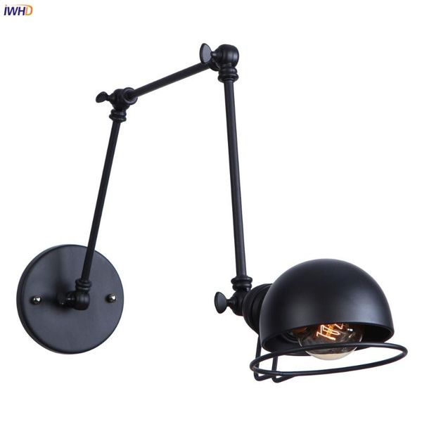 

iwhd black long arm vintage wall lamp beside bedroom stair lighting loft industrial decor retro wall light fixture lampara pared