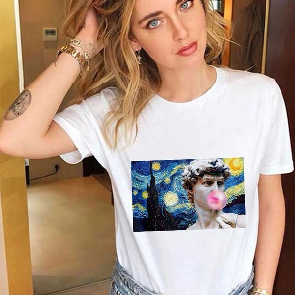 

t shirt women spoof david printed harajuku female t-shirt aesthetics tee 2019 new summer hipster thin section tshirt female, White