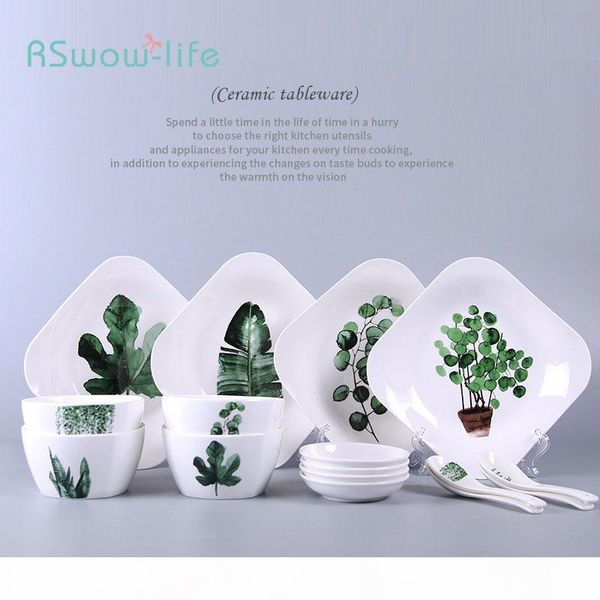 

16pcs керамическая посуда креативный tray set бытовая блюдо латы комбинация посуда наборы посуда для кухни принадлежности t200430