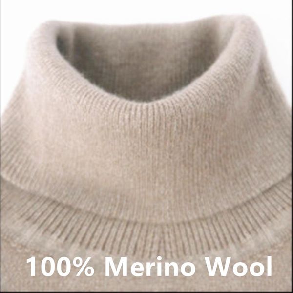 

100% merino wool turtleneck men sweater 2020 autumn winter cashmere knit clothes pull homme jumper pullover turtle neck sweater, White;black