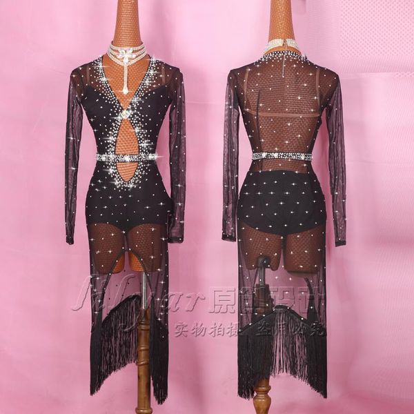 

stage wear latin dance dresses costumes clothing mesh, Black;red