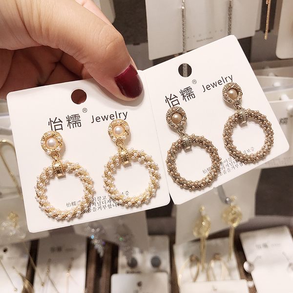 

new arrival metal earrings classic round women dangle earrings geometric earrings simple korean pearl accessories for female jewelry, Silver