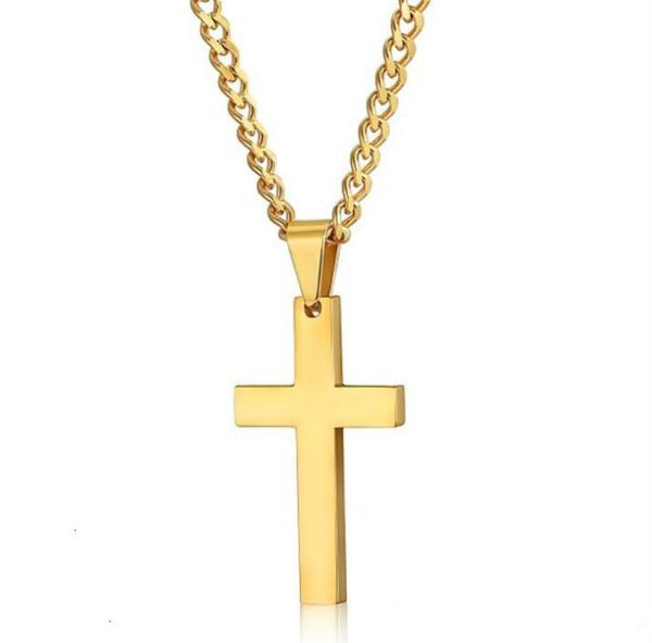 

factoryznx4s mens men stainless necklaces cross pendant religion faith crucifix charm titanium steel chain for women fashion jewelr