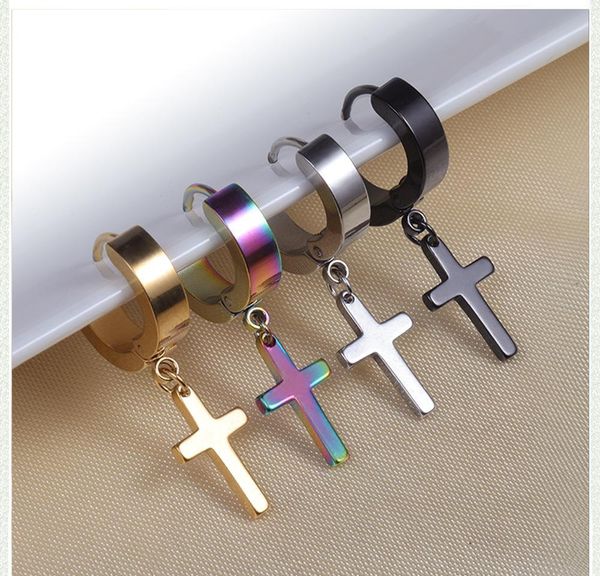 

4 цвета студийного золота многоцветный титановый титановый для серьги поперечный сталь ювелирные изделия серебряные черные мужчины женщины s, Golden