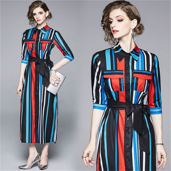 

european american dressed for striped women long sleeve luxury dress elegant ladies'dresses ncj0, Black;gray