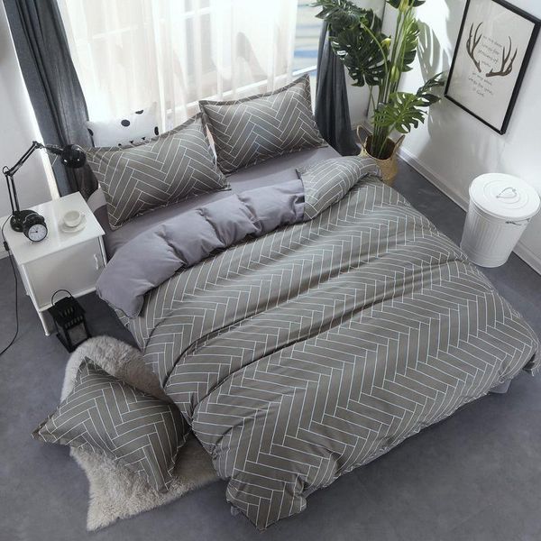 

bedding sets simple solid color geometric stripe 4pcs bed cover set duvet child sheet pillowcase comforter 61010