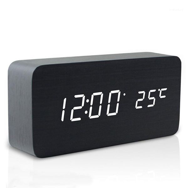 

other clocks & accessories led wooden alarm clock watch table voice control digital wood despertador electronic deskusb/ powered decor1