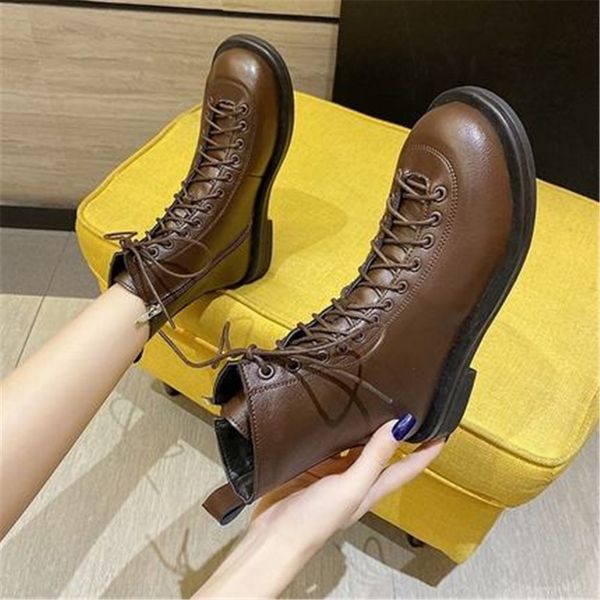 

combat 2021 new autumn gothic fashion zip black teddy leather women's shoes lace up to warm-skinned boots hudv