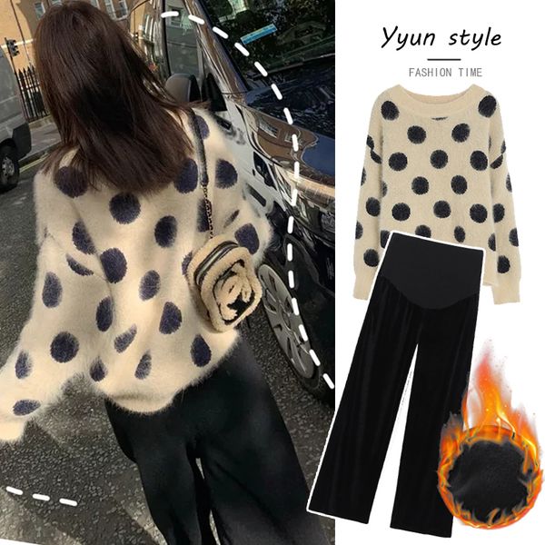 

pregnant women's sweater wear suit fashion spring and autumn winter knitwear medium length loose women, White