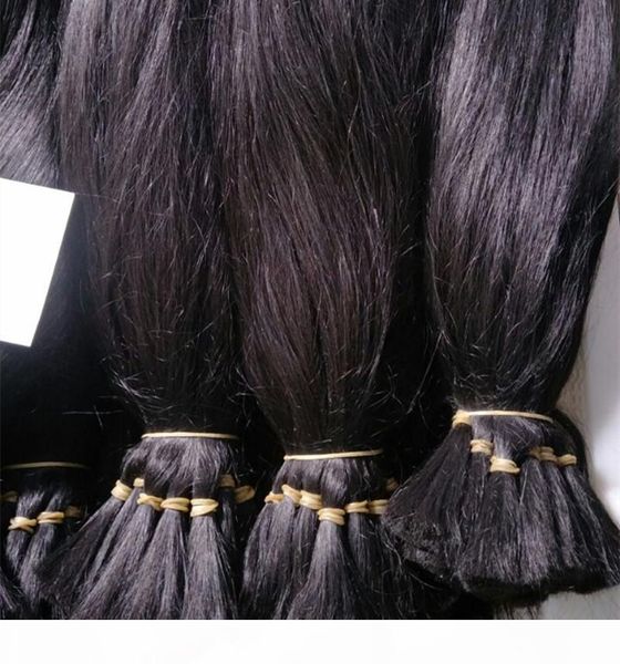 

100% human hair raw indian temple hair bulk brading hair natural color dyeable 12-28 inch, Black