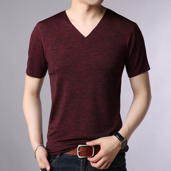 

mrmt 2020 brand summer new mens short sleeved t-shirt leisure pure color men t shirt wear youth v collar tshirt qylkoo, White;black