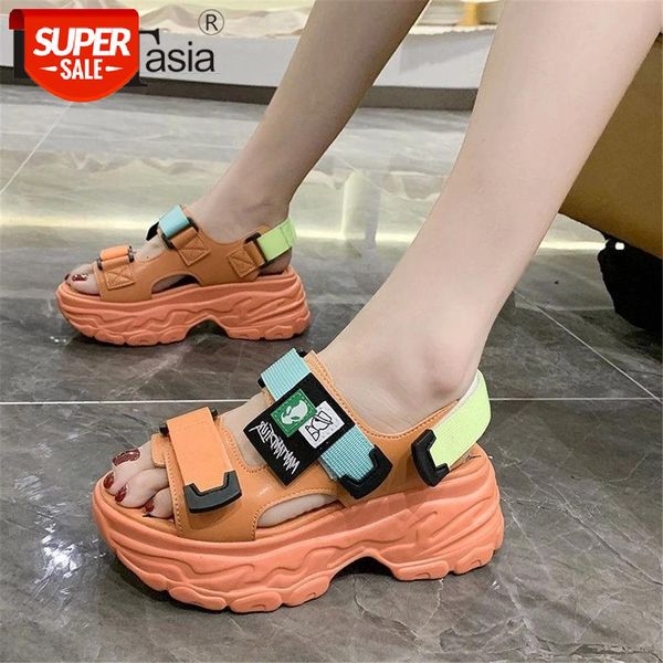 

doratasia female brand summer sandals 2020 open toe sewing sandals women platform mixed color wedges hook loop shoes woman #lj4h, Black
