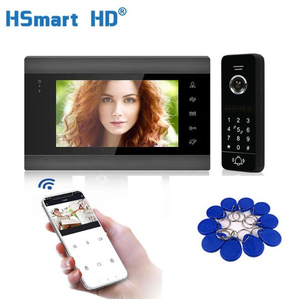 

7 inch 4 wired wifi video door phone video intercom system motion detection code keypad rfid camera tuya smart app remote unlock