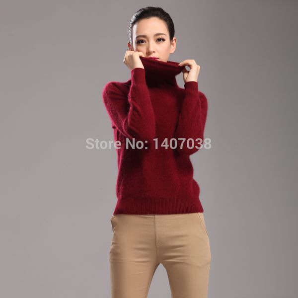 

tailor sheep new 100% pure mink cashmere sweater female high collar pullover women thick warm soft sweater hedging 201130, White;black