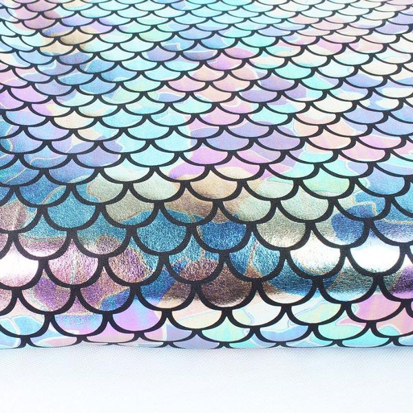 

iridescent sparkly scale mermaid fabric hologram spandex 2 way stretchy fabric for skirt tail swimwear - 60" wide by yard1, Black;white
