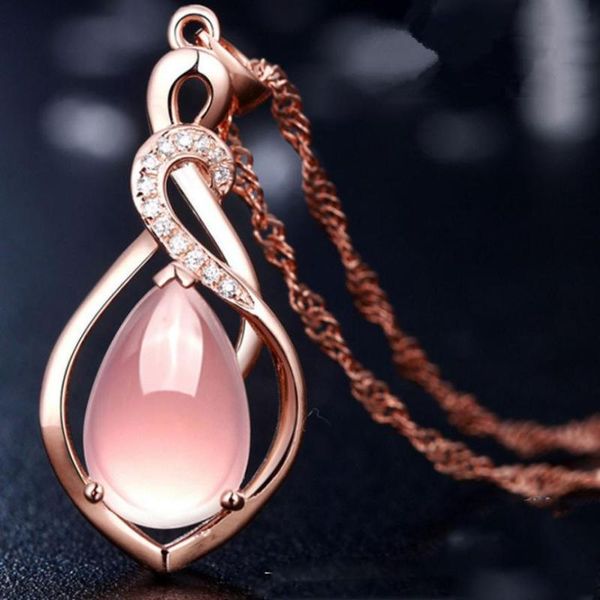 

pendant necklaces fabulous rose gold fashion women crystal pink necklace statement torque jewelry accessories pendientes choker, Silver
