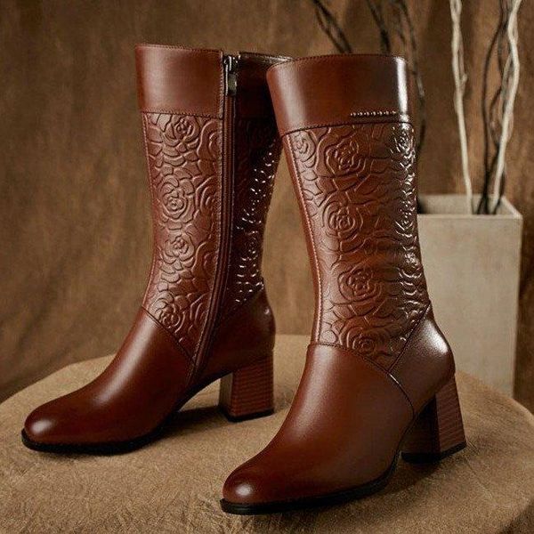 

boots 2021 autumn and winter european american fashion retro plus velvet mid-calf riding thick heel 6cm, Black