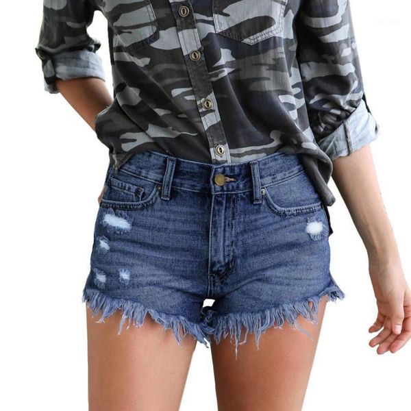 

women hole denim jeans stylish summer pockets ripped side slit tassel shorts minipants sweet skinny jeans pants1, Blue