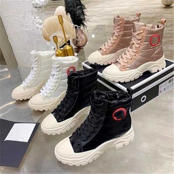 

down snow boots lambswool кроссовки решетки пешеходные ботинки платформа шнурок зима сращивание лодыжки не скользкие женские туфли, Black