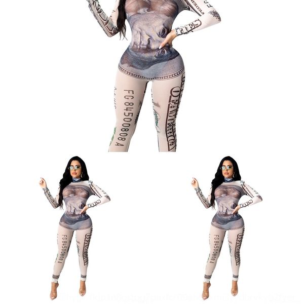 

bqjc сексуальные потные костюмы наборы куска рукава трексуита женщин повседневная длинномерный осенний печать топы футболки и полная длина б