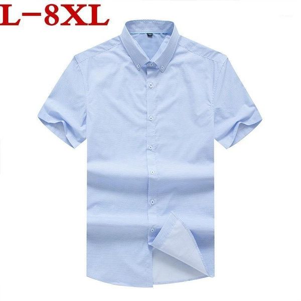 

sleeve plus short size 8xl shirt men clothes 2020 summer mens shirts casual slim fit plaid camisa masculina cotton chemise homme1, White;black