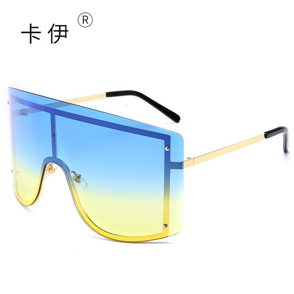 

new large frame sun glasses internet celebrity fashion windproof one-piece goggles colorful frame