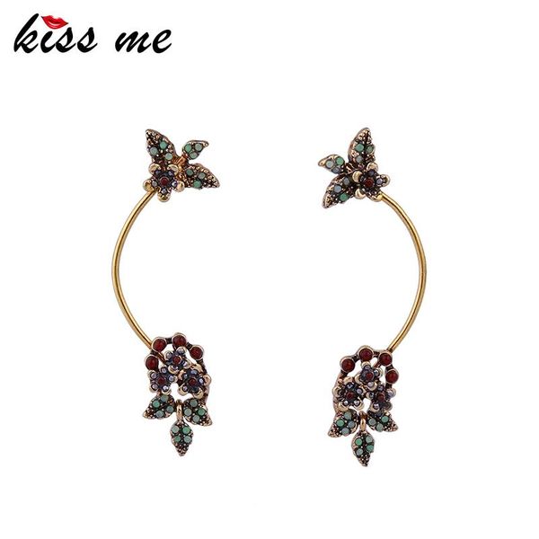 

kiss me colorful flowers earrings fashion jewelry new brand women retro accessories stud earrings, Golden;silver