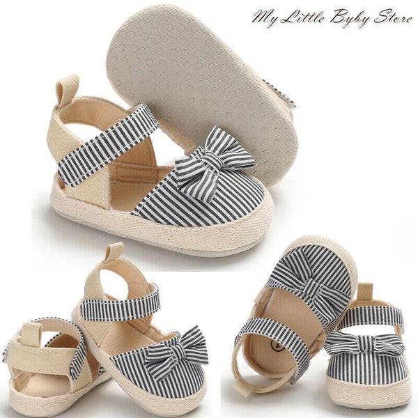 

2020 summer children shoes newborn infant baby girl boy soft crib shoes infants anti-slip sneaker striped bow prewalker 0-18m1