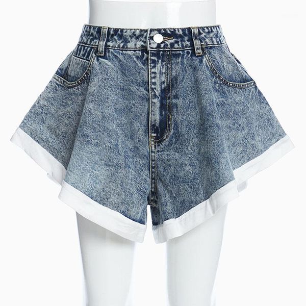 

seebeautiful denim shorts female lace-up high waist pockets zipper button loose summer 2020 new fashion tide l4031, White;black