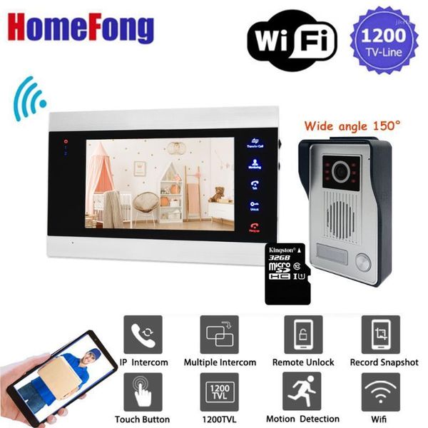 

[wide angle 150Â°]homefong 7 inch smart wifi video door phone intercom system doorbell with camera home security record unlock1