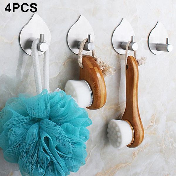 

hooks & rails 4pcs strong hanging stick self adhesive bathroom kitchen hangers on wall door clothes towels holder rack home accessories1