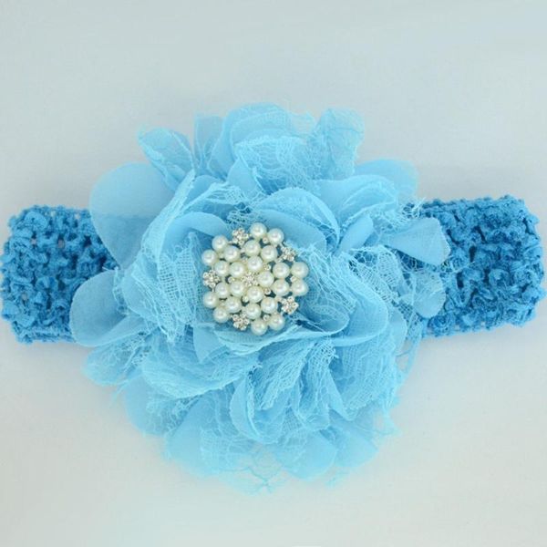 

детские кружева pearl big flower headband широкополосная головка для волос для волос новорожденных цветов головы обертки эластичные волосы б, Slivery;white