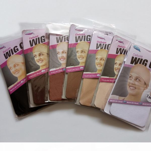 

100pcs(50bags) lot new deluxe dream beige wig cap stretchable elastic hair net snood wig cap for making wig hairnet hair mesh, Black;brown