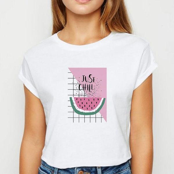 

new t-shirt female watermelon fruits tshirt hipster spring summer ropa mujer tee shirt prevalent show thin round neck t-shirts, White