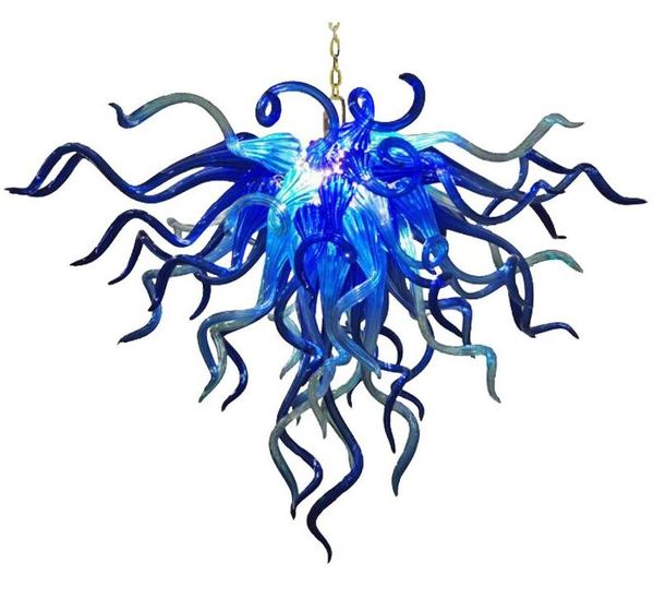 Лампы синие подвесные светильники оттенки искусства американские люстры гордость ручной работы взорванные стеклянные люстры для столовой пользовательский свет