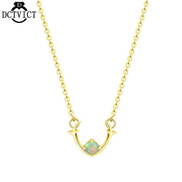 

pendant necklaces dctvict antler necklace female stainless steel opal christmas gift elegant horn friend, Silver