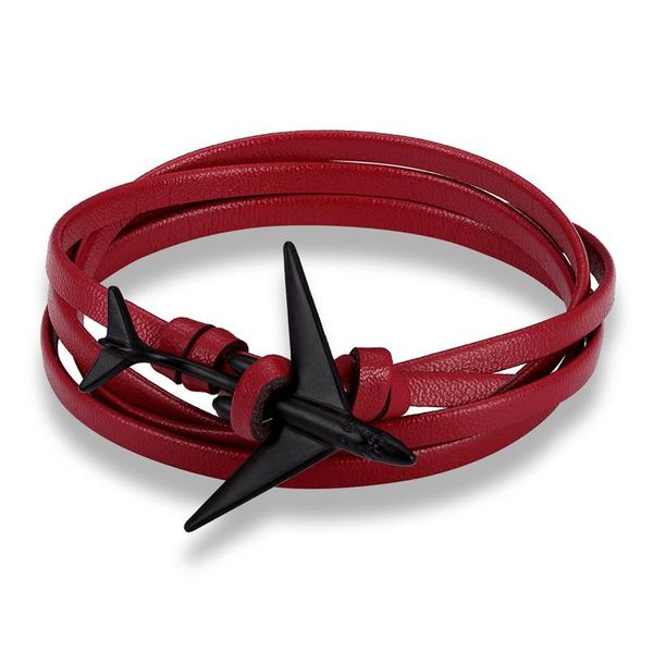 

mkendn new airplane anchor bracelet charm wrap multilayer rope leather bracelets for men women navy style wrap metal sport hooks wmtihj