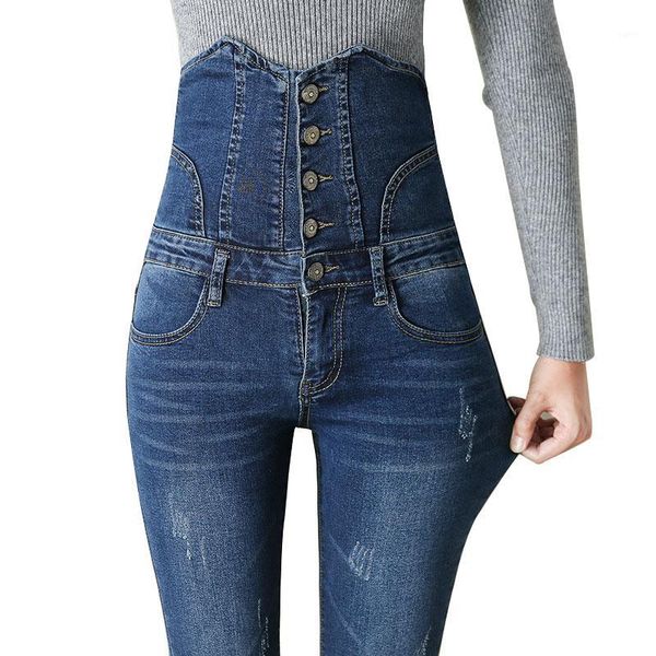 

3 color 2018 jeans women high waist elastic skinny denim long pencil pants woman jeans camisa feminina lady fat trousers1, Blue