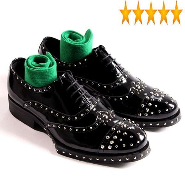 

dress shoes oxford carved for handmade rivet real leather personality lace up quality brogue men plus size black1, Black