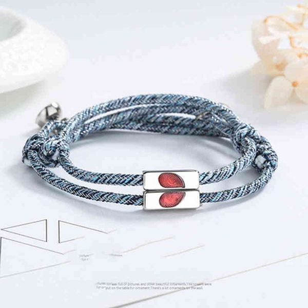 

new knitting bracelet fashion red love fingerprint bracelet lovers attract lovers bracelet, Golden;silver